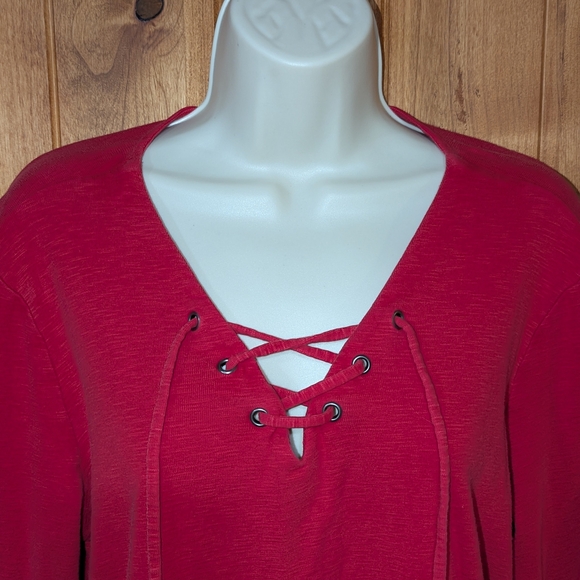 Ruff Hewn Red Lace-Up Top‎ - Picture 2 of 7